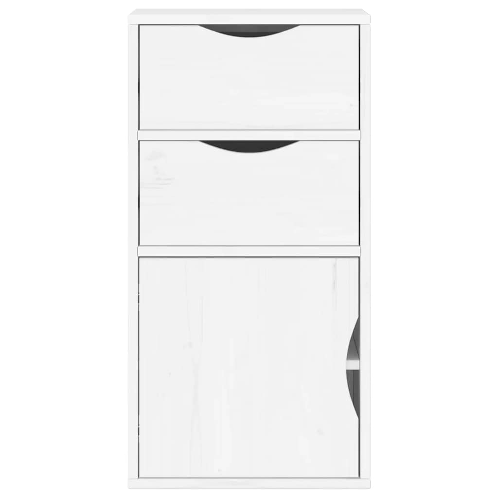 Armoire latérale tiroirs ODDA blanc 40x24x79 cm bois massif pin