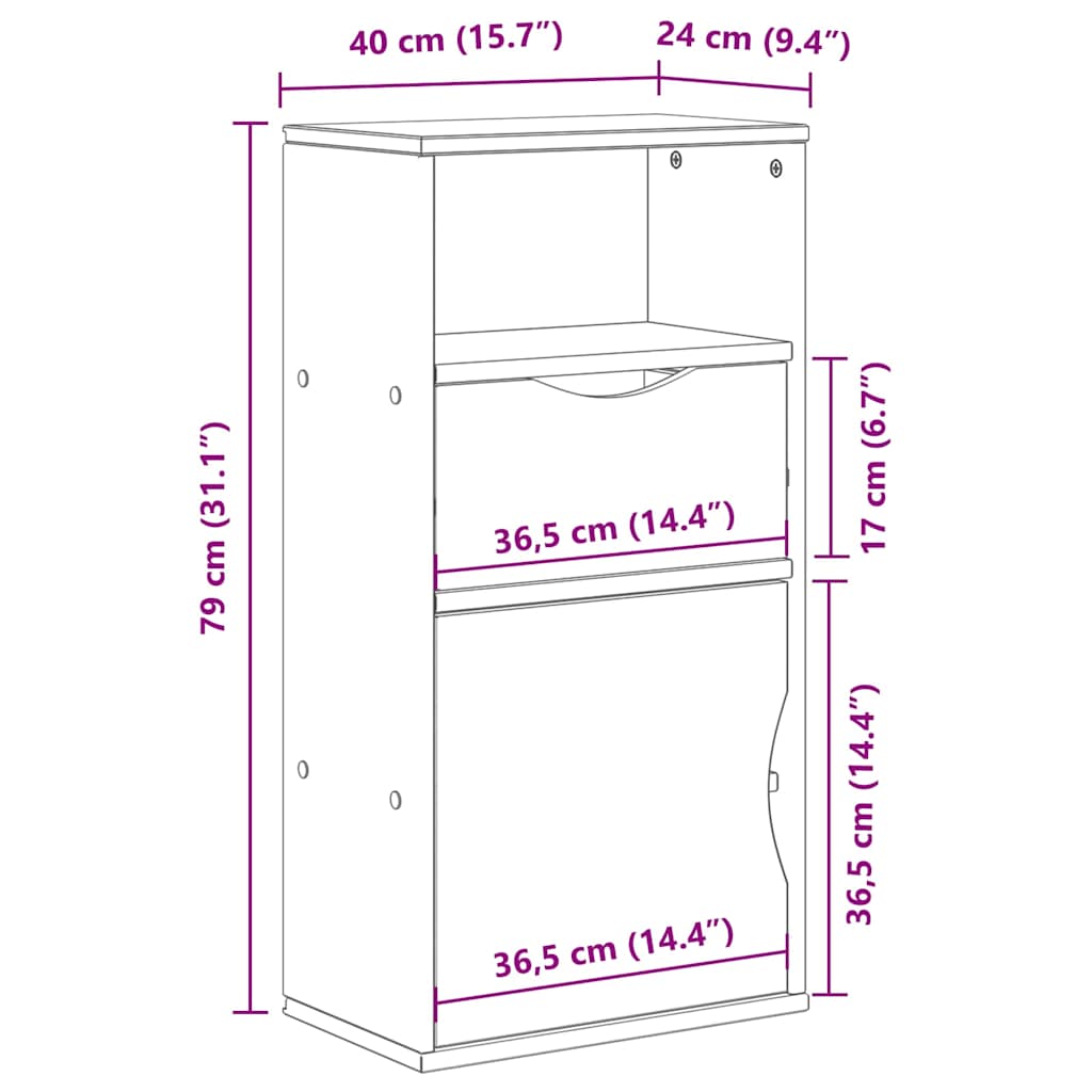 Armoire latérale avec tiroir ODDA 40x24x79 cm bois massif pin