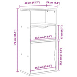 Armoire latérale avec tiroir ODDA 40x24x79 cm bois massif pin