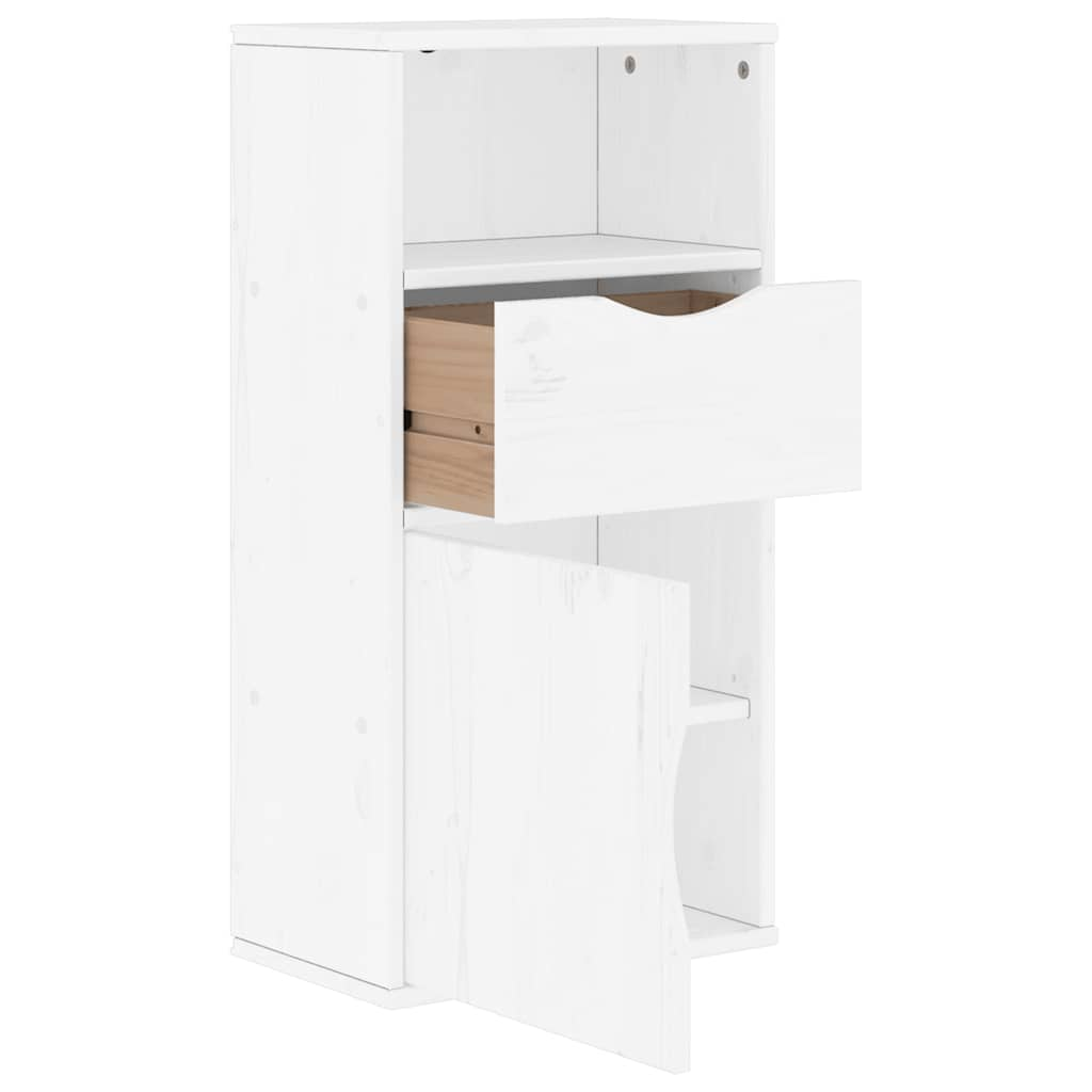 Armoire latérale tiroir ODDA blanc 40x24x79 cm bois massif pin