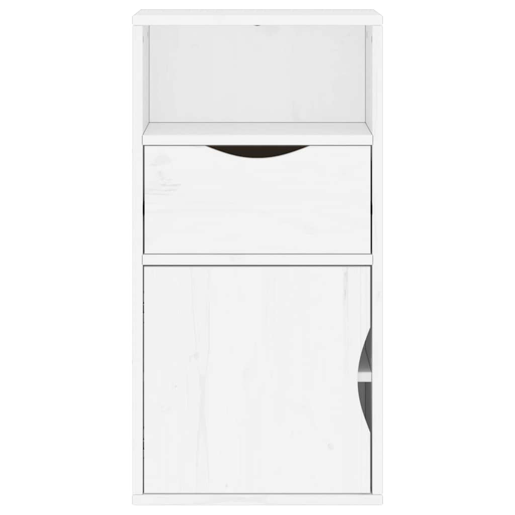 Armoire latérale tiroir ODDA blanc 40x24x79 cm bois massif pin