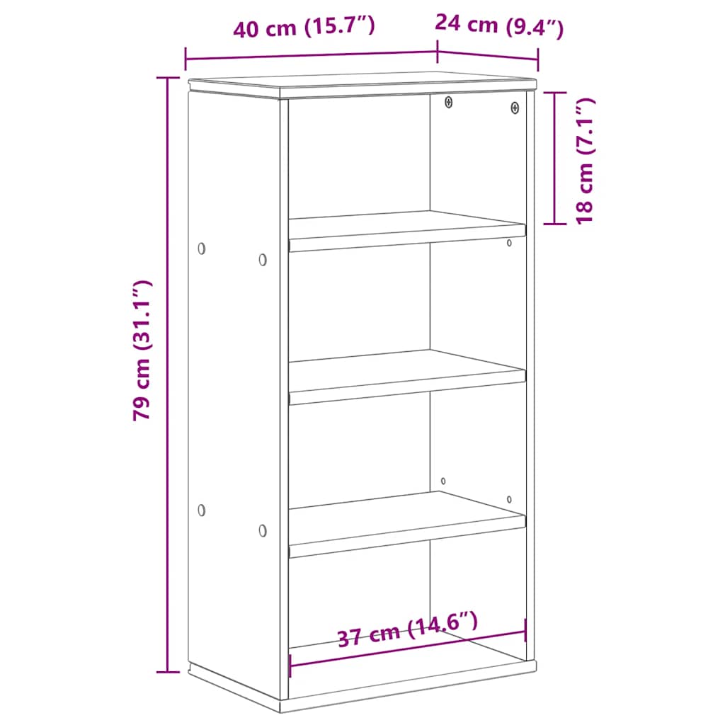 Armoire latérale ODDA blanc 40x24x79 cm bois massif pin