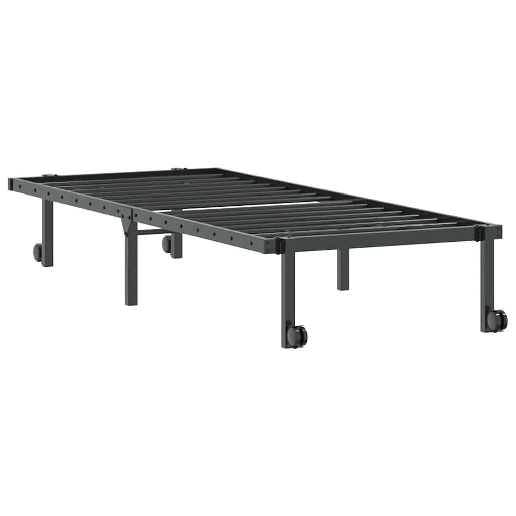 Cadre de lit sans matelas pliable noir 75x190 cm acier