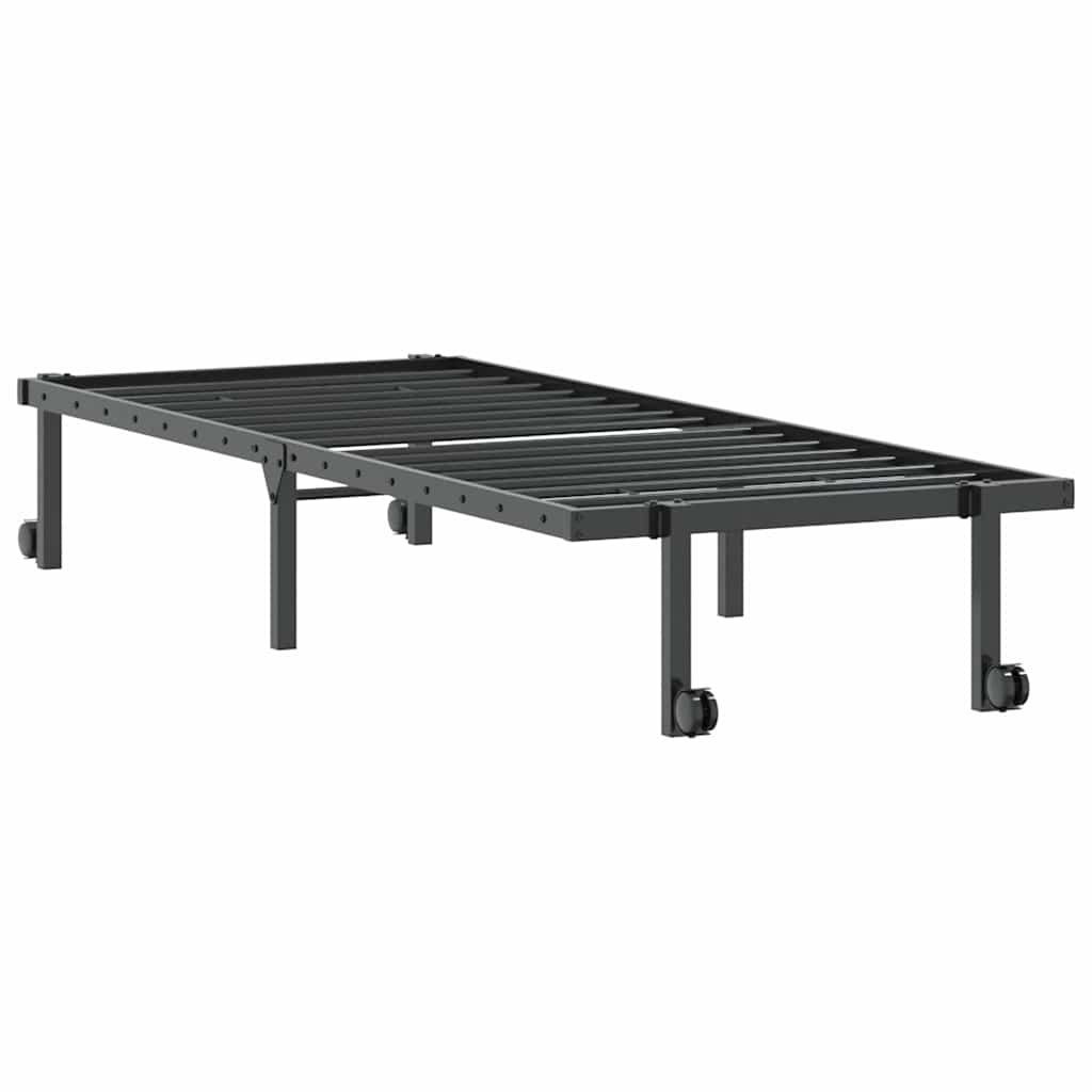 Cadre de lit sans matelas pliable noir 80x200 cm acier