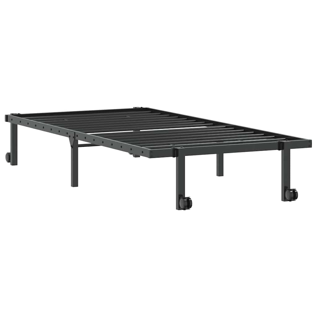 Cadre de lit sans matelas pliable noir 90x190 cm acier