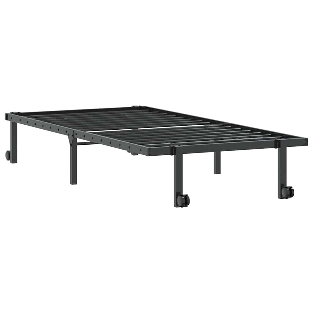 Cadre de lit sans matelas pliable noir 90x200 cm acier