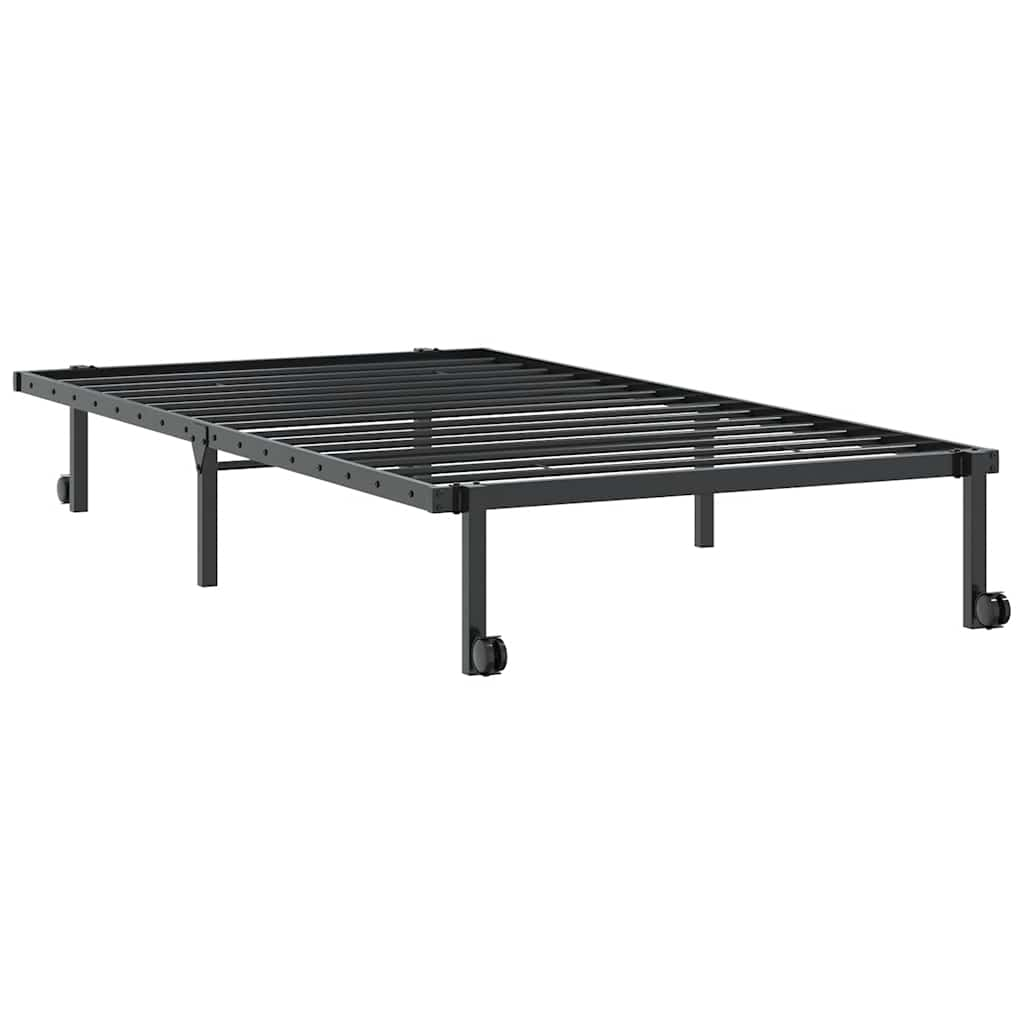 Cadre de lit sans matelas pliable noir 100x190 cm acier