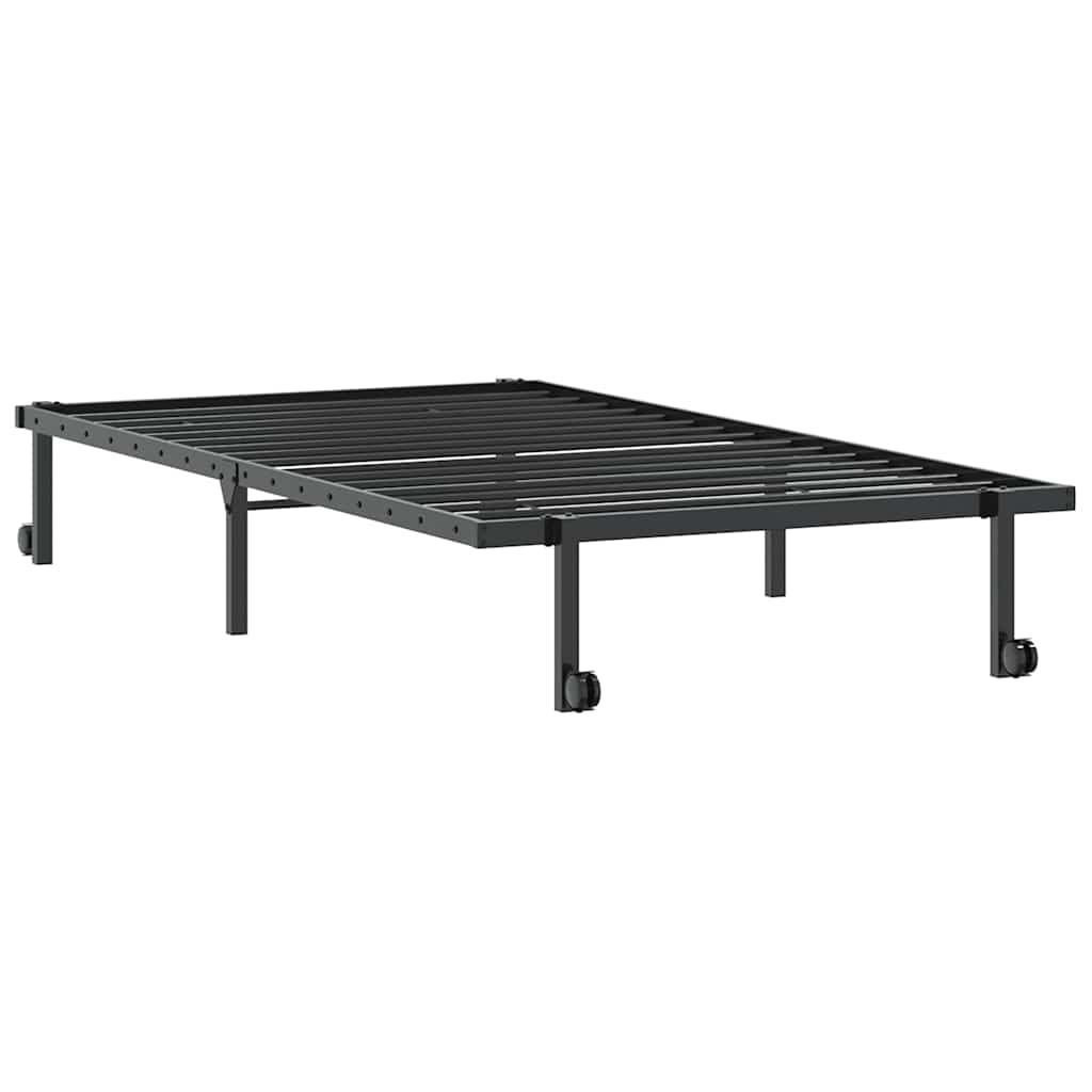 Cadre de lit sans matelas pliable noir 100x200 cm acier