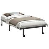 Cadre de lit sans matelas pliable noir 107x203 cm acier