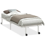 Cadre de lit sans matelas pliable blanc 75x190 cm acier