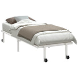 Cadre de lit sans matelas pliable blanc 75x190 cm acier