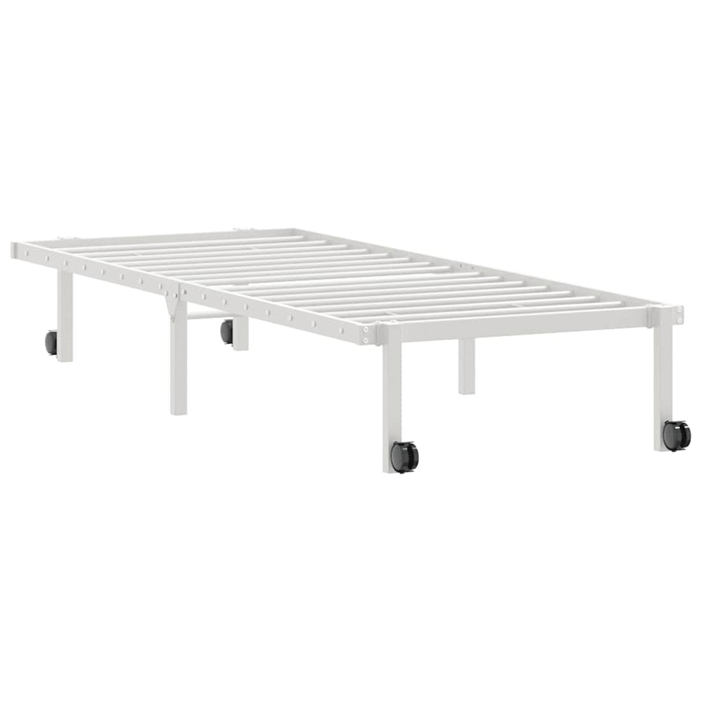 Cadre de lit sans matelas pliable blanc 75x190 cm acier