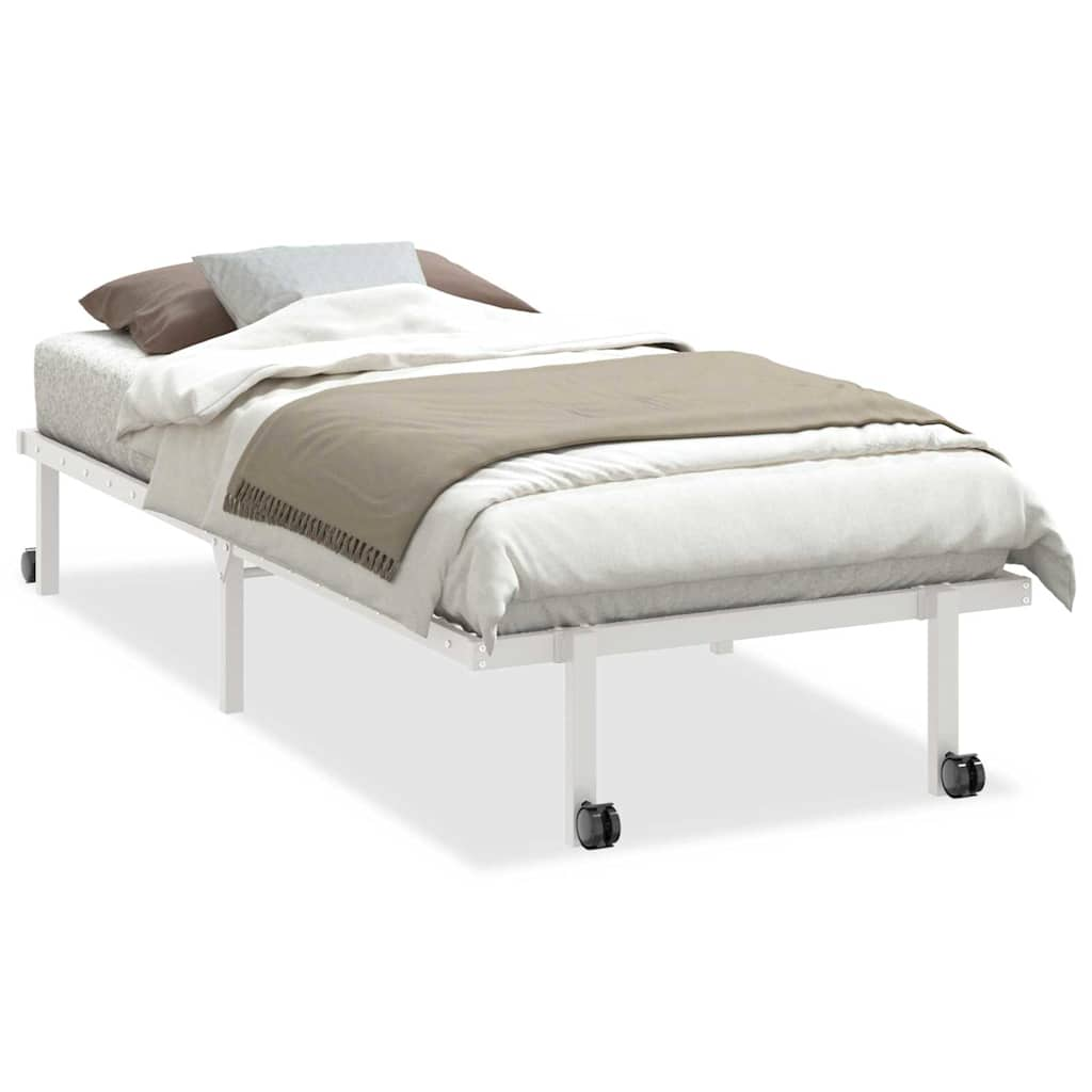 Cadre de lit sans matelas pliable blanc 90x190 cm acier