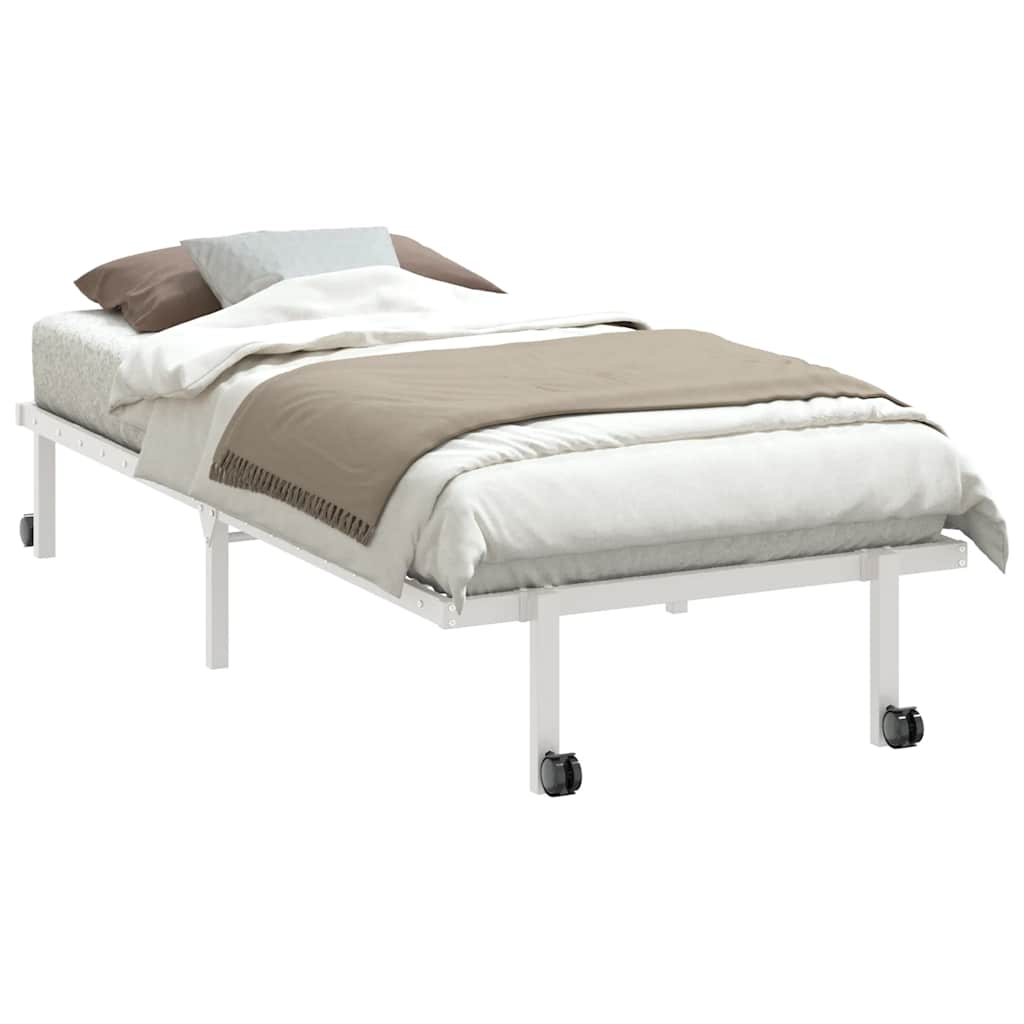 Cadre de lit sans matelas pliable blanc 90x190 cm acier