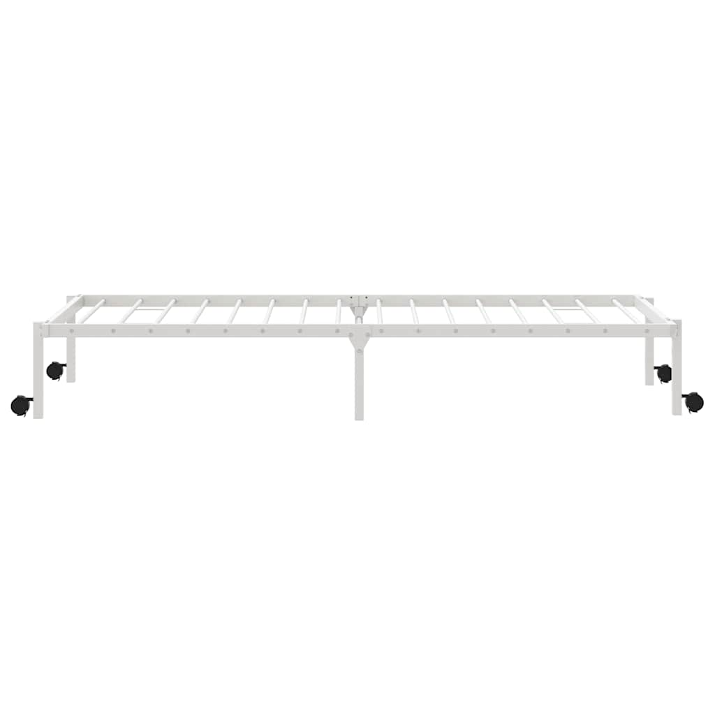 Cadre de lit sans matelas pliable blanc 90x190 cm acier