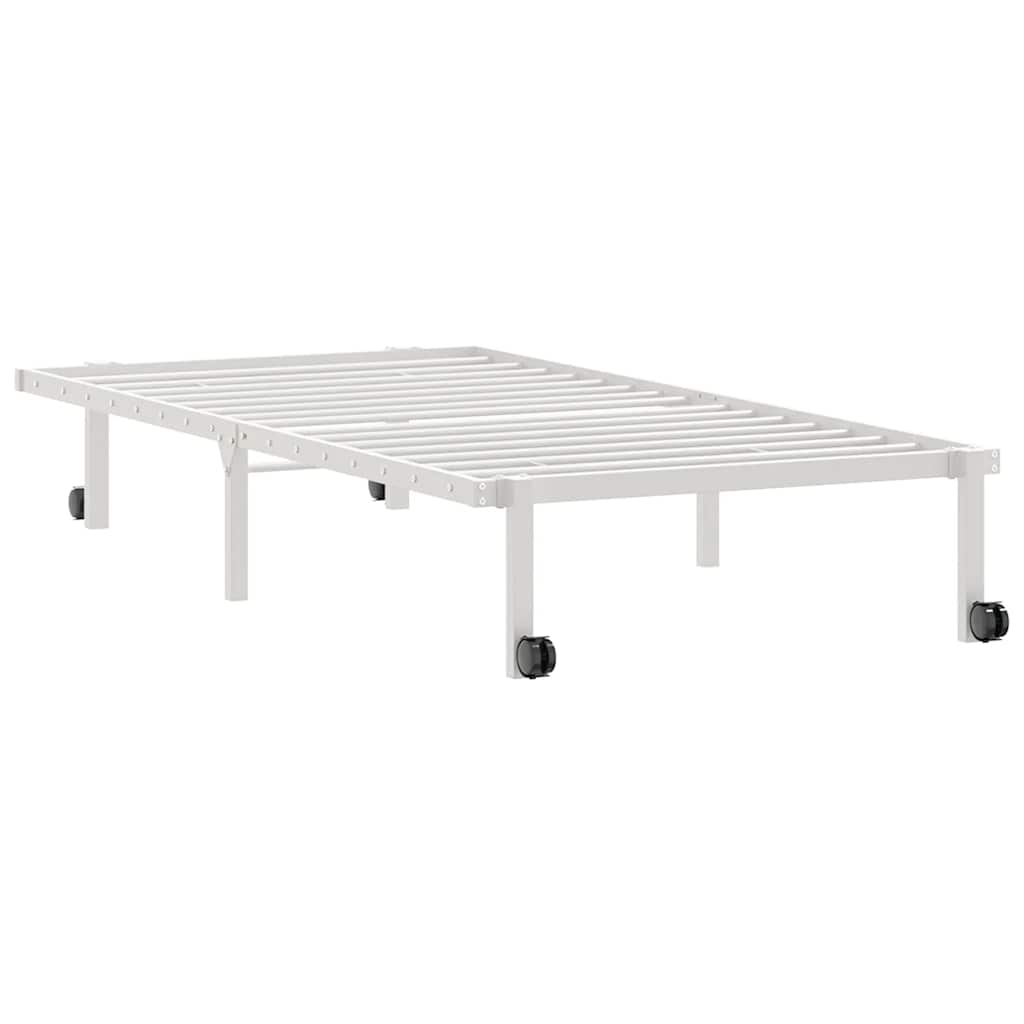 Cadre de lit sans matelas pliable blanc 90x190 cm acier