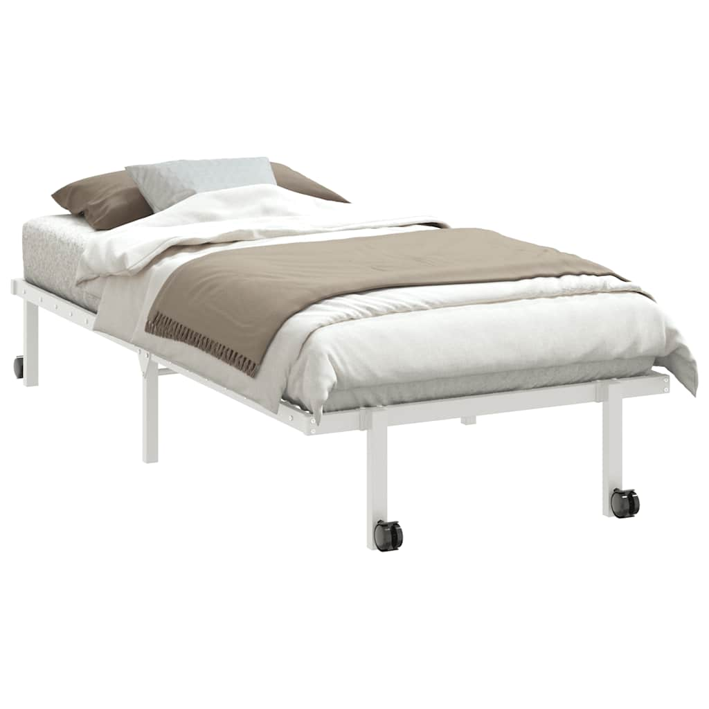 Cadre de lit sans matelas pliable blanc 90x200 cm acier