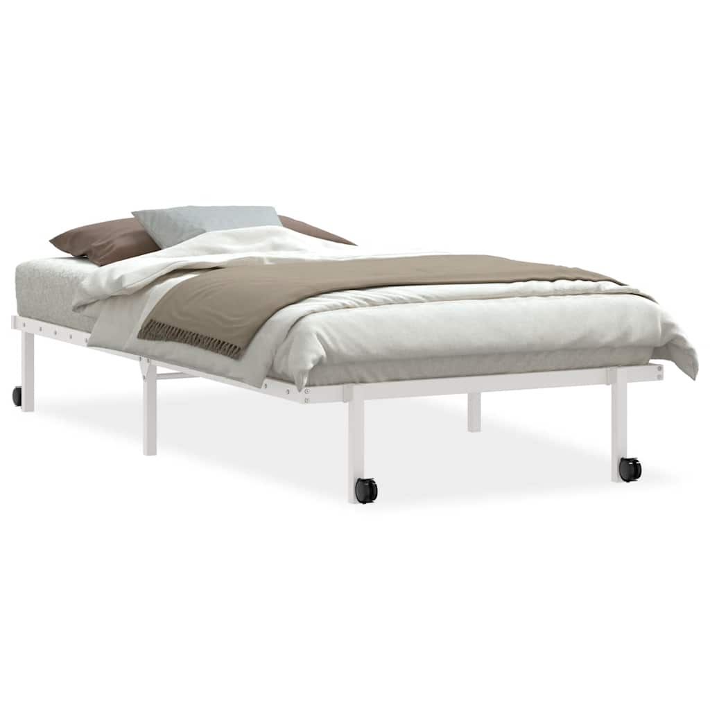 Cadre de lit sans matelas pliable blanc 100x190 cm acier