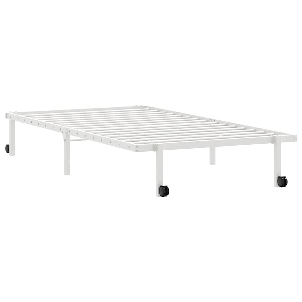 Cadre de lit sans matelas pliable blanc 100x190 cm acier