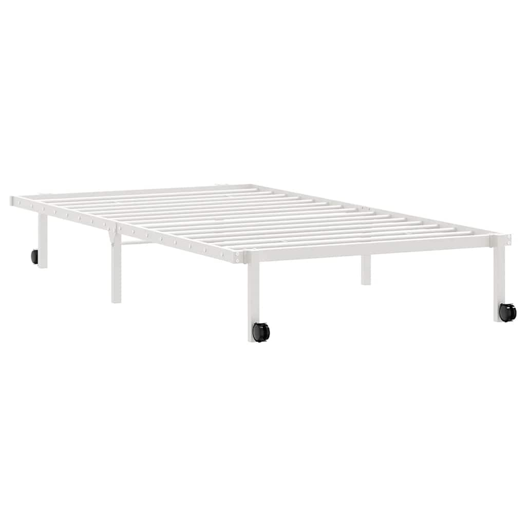 Cadre de lit sans matelas pliable blanc 100x190 cm acier