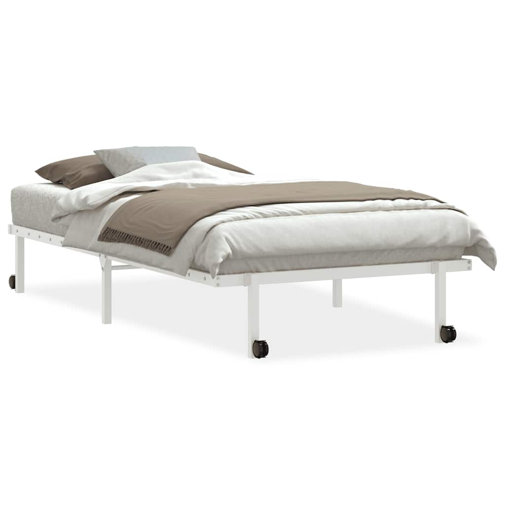 Cadre de lit sans matelas pliable blanc 100x200 cm acier