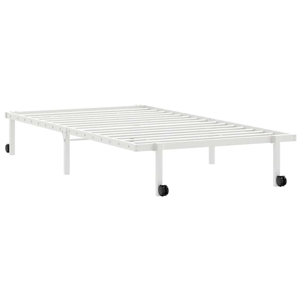 Cadre de lit sans matelas pliable blanc 107x203 cm acier