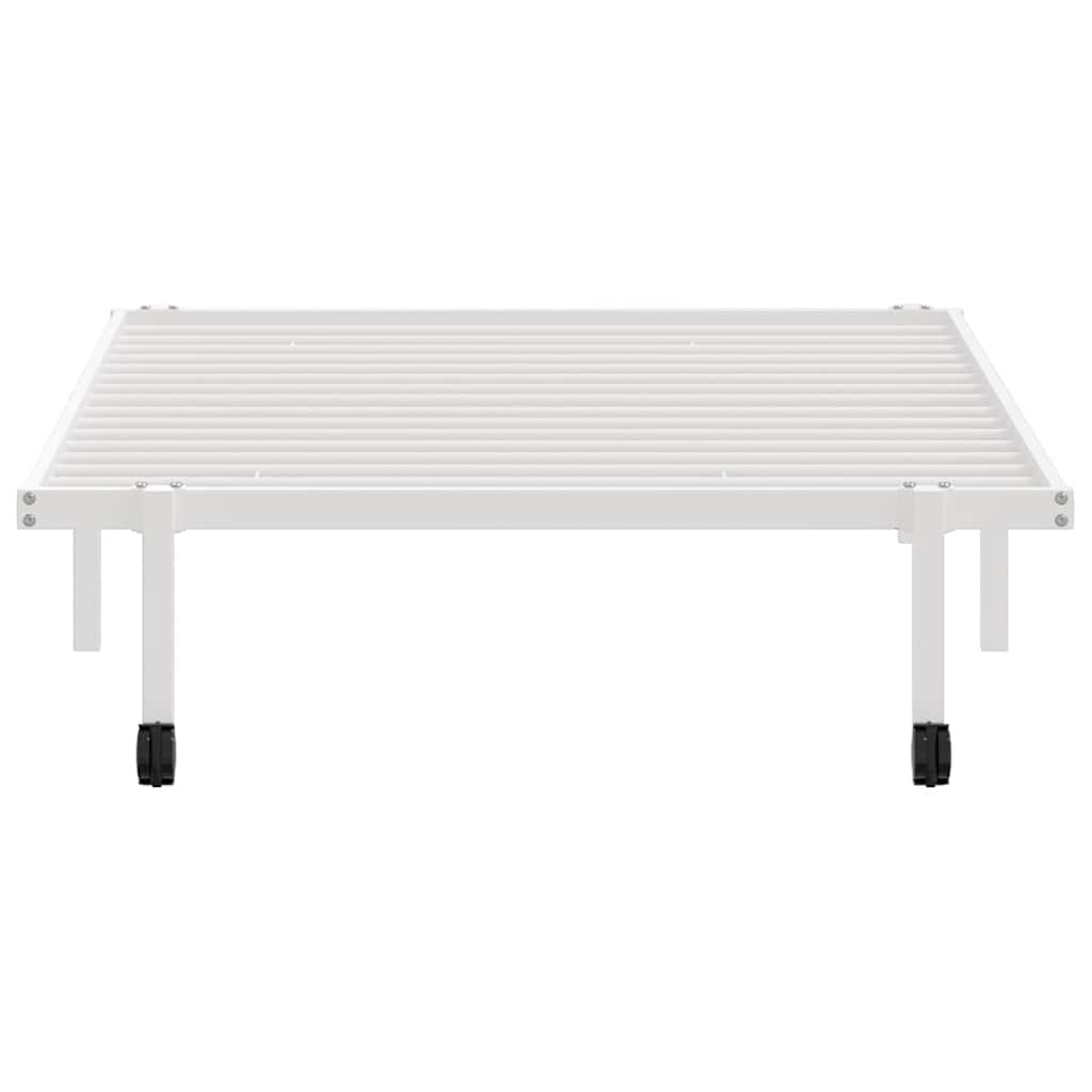 Cadre de lit sans matelas pliable blanc 107x203 cm acier