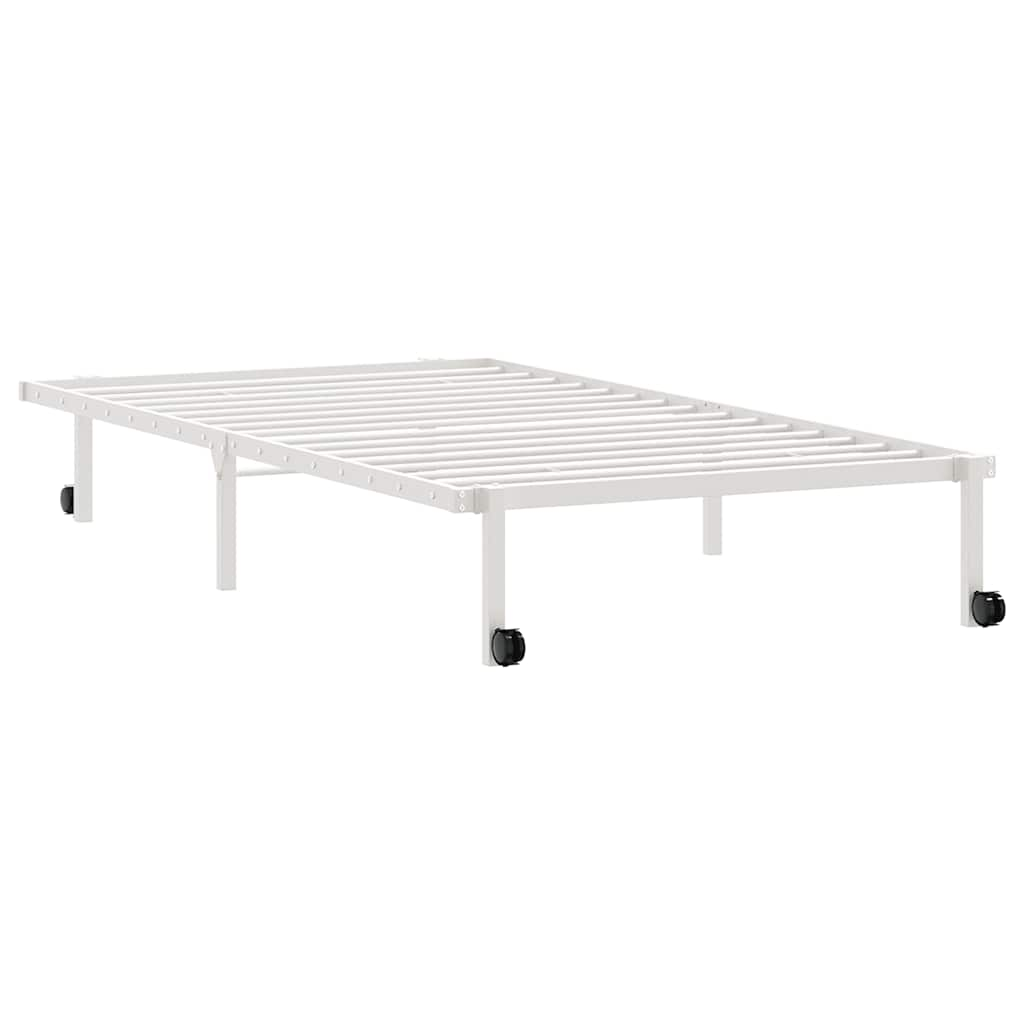 Cadre de lit sans matelas pliable blanc 107x203 cm acier