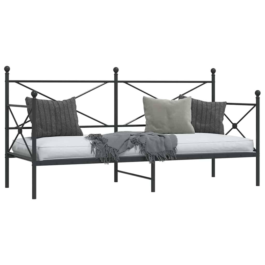 Lit de repos sans matelas noir 80x200 cm acier