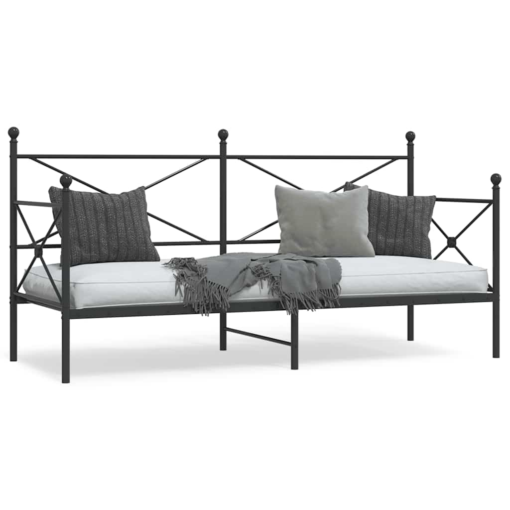 Lit de repos sans matelas noir 90x200 cm acier