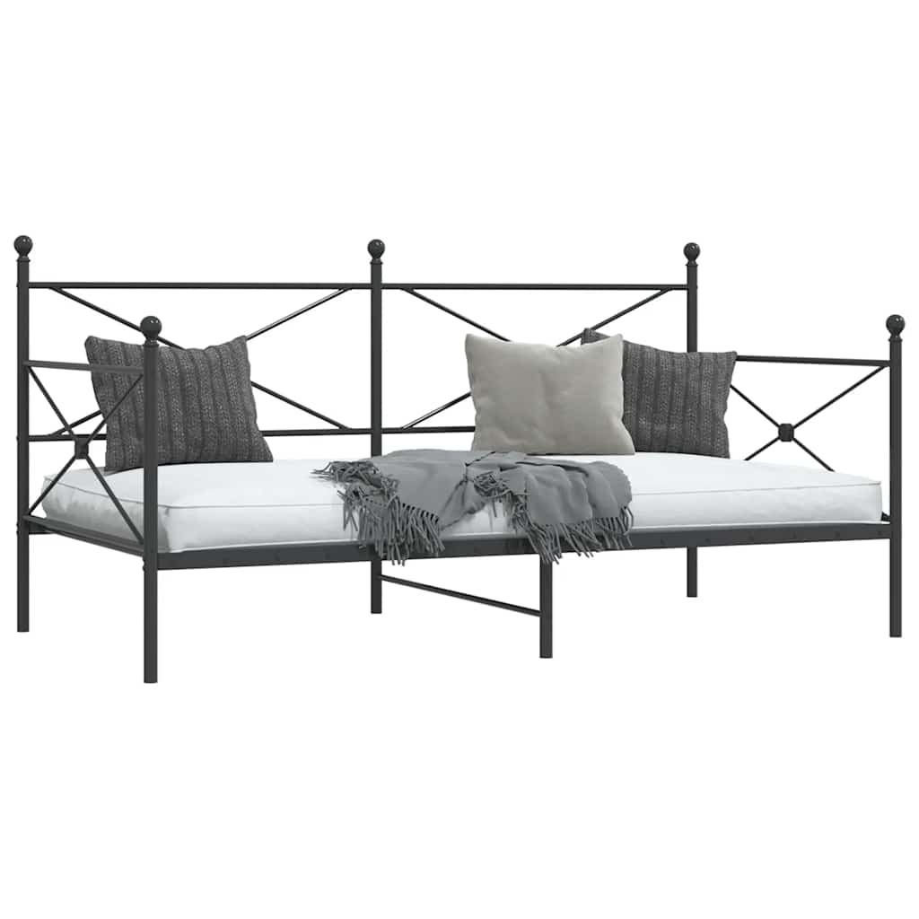 Lit de jour sans matelas noir 100x190 cm acier