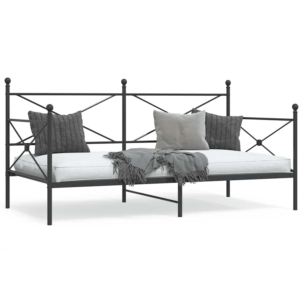 Lit de repos sans matelas noir 100x200 cm acier