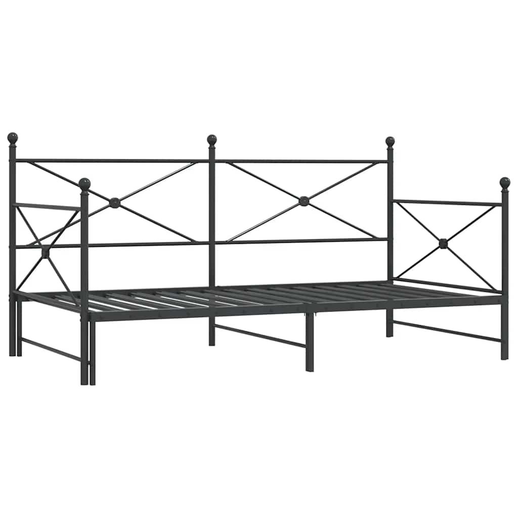 Lit de jour et lit gigogne sans matelas noir 100x190 cm acier