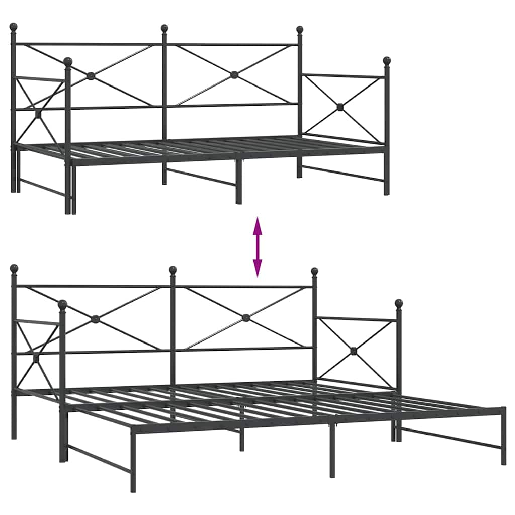 Lit de jour et lit gigogne sans matelas noir 100x190 cm acier