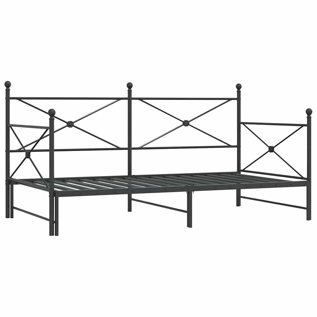 Lit de jour avec gigogne sans matelas noir 107x203 cm acier