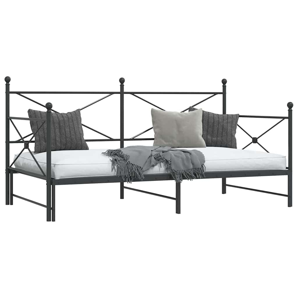 Lit de jour avec gigogne sans matelas noir 107x203 cm acier