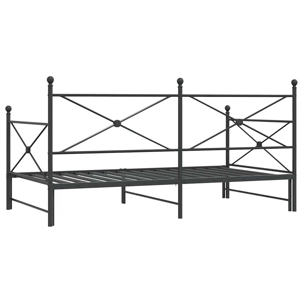 Lit de jour avec gigogne sans matelas noir 107x203 cm acier