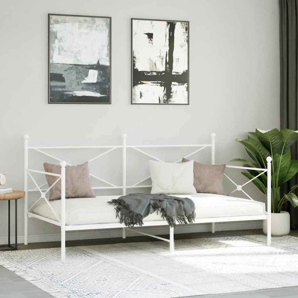 Lit de jour sans matelas blanc 100x190 cm acier