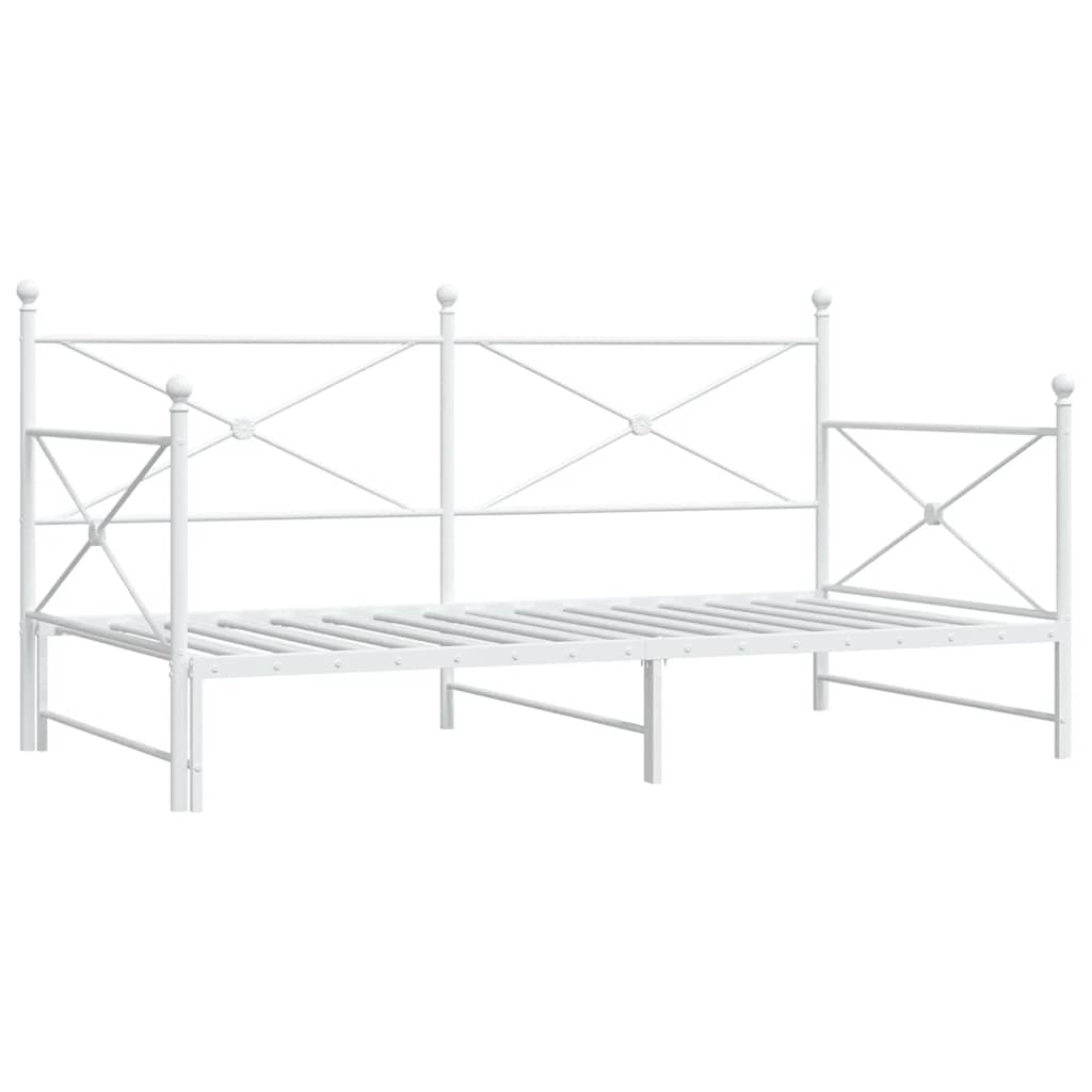 Lit de jour avec lit gigogne sans matelas blanc 100x190cm acier