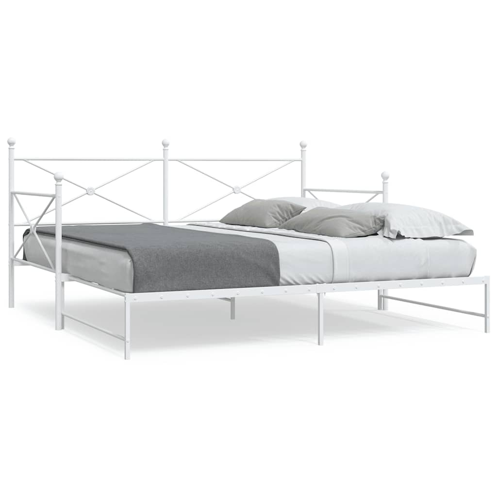 Lit de jour avec lit gigogne sans matelas blanc 100x190cm acier