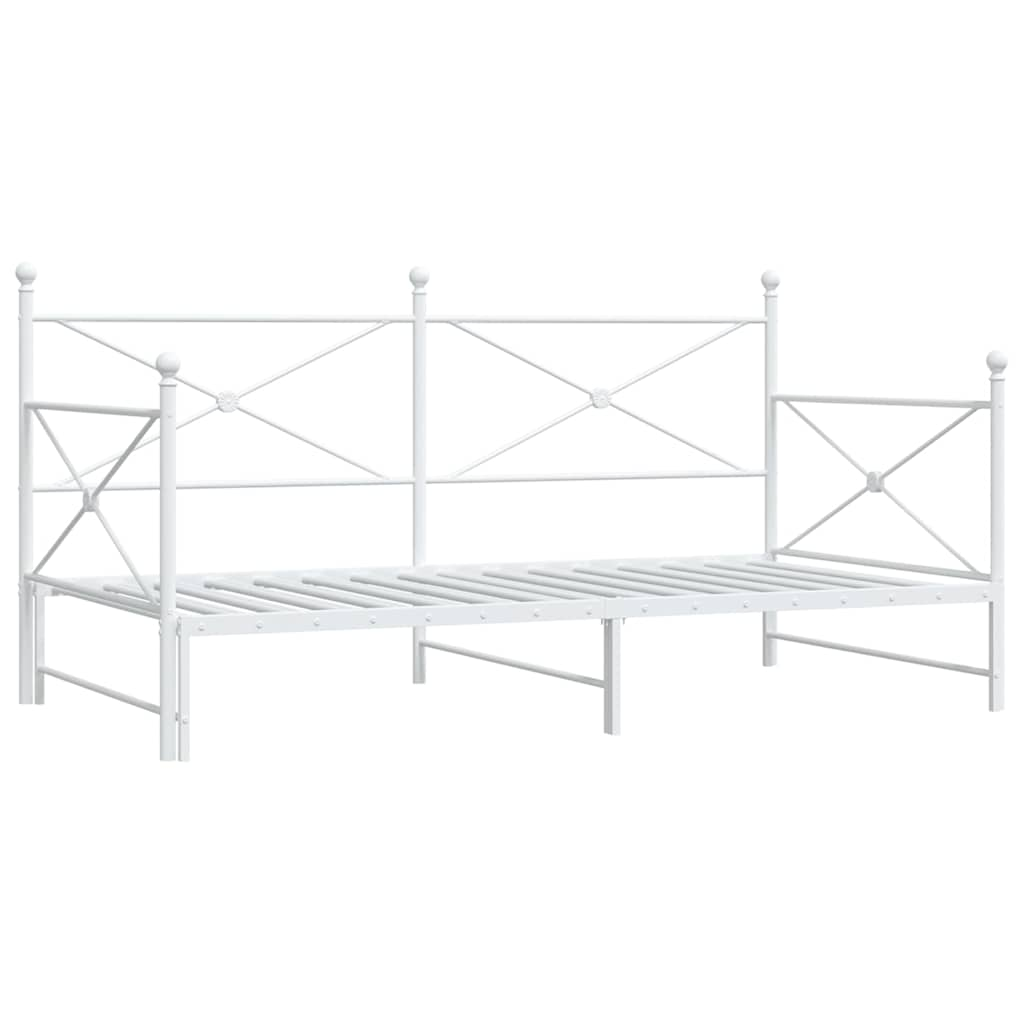 Lit de jour avec lit gigogne sans matelas blanc 107x203cm acier