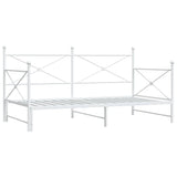 Lit de jour avec lit gigogne sans matelas blanc 107x203cm acier