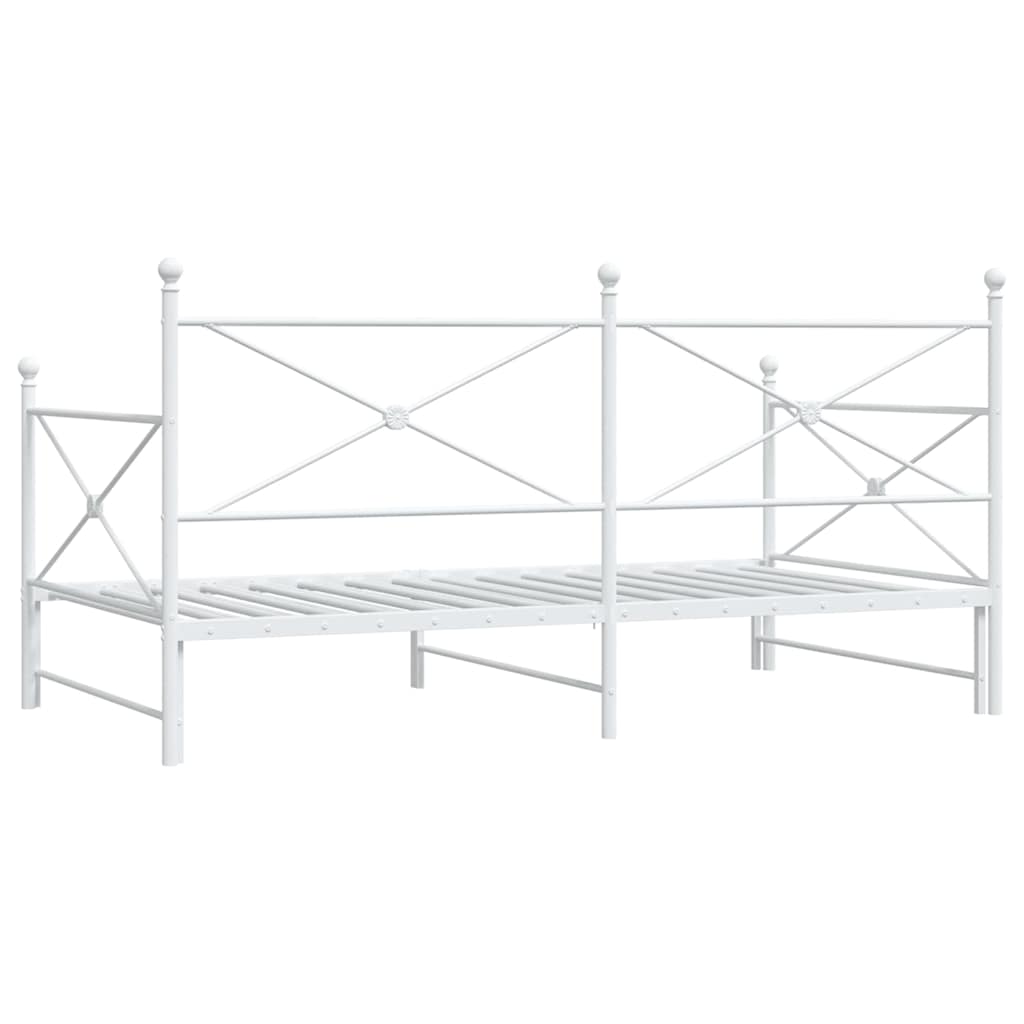 Lit de jour avec lit gigogne sans matelas blanc 107x203cm acier