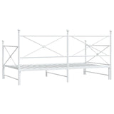 Lit de jour avec lit gigogne sans matelas blanc 107x203cm acier