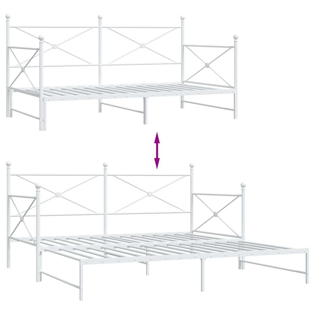 Lit de jour avec lit gigogne sans matelas blanc 107x203cm acier