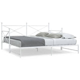 Lit de jour avec lit gigogne sans matelas blanc 107x203cm acier