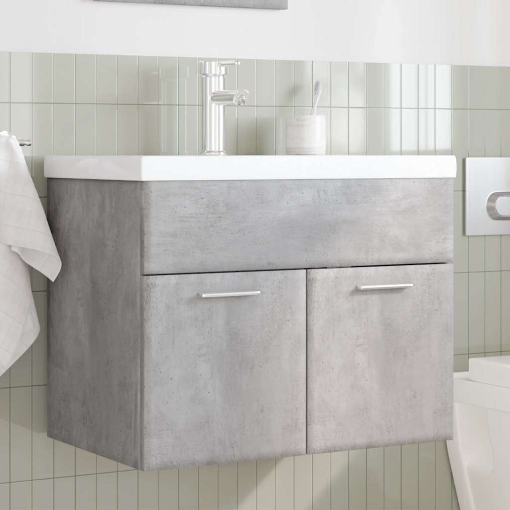 Armoire lavabo de salle de bain avec bassin intégré gris béton