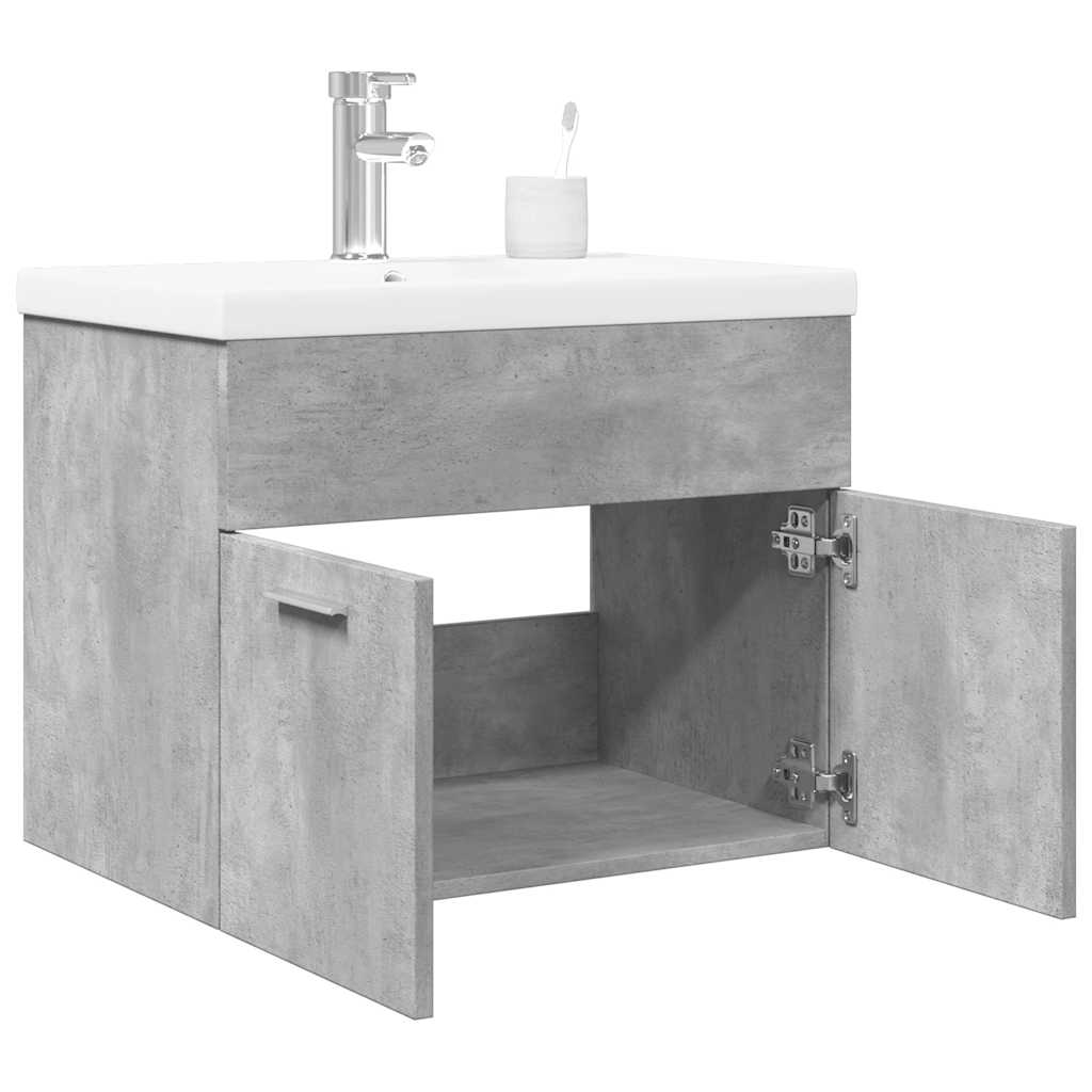 Armoire lavabo de salle de bain avec bassin intégré gris béton