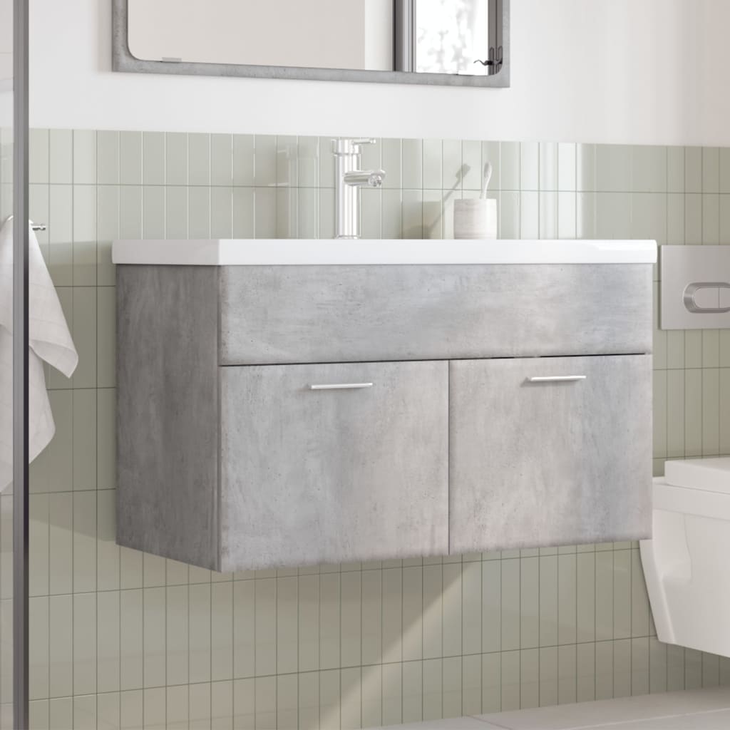 Armoire lavabo de salle de bain avec bassin intégré gris béton