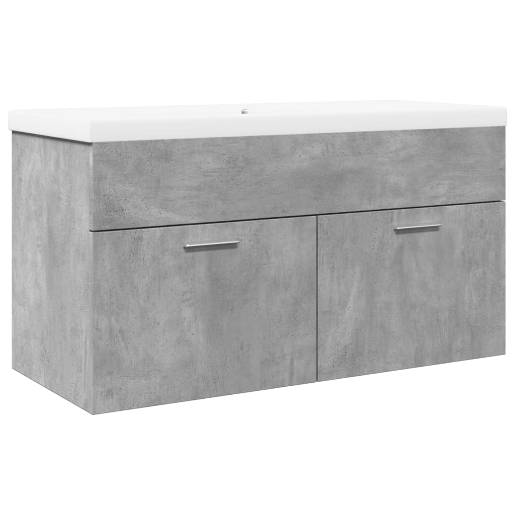 Armoire lavabo de salle de bain avec bassin intégré gris béton